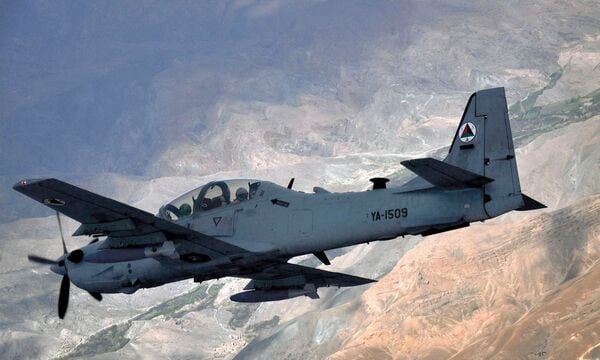 An Afghan Air Force (AAF) A-29B Super Tucano light attack aircraft. More than 40 AAF aircraft have been flown to Uzbekistan to prevent them from falling in the hands of the Taliban after the group regain control over Afghanistan on 15 August. (USAF 438th Air Expeditionary Wing)