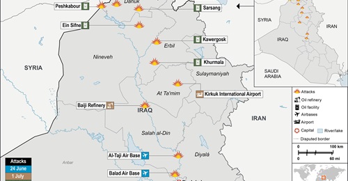 Attack locations in Iraq, June - July 2025