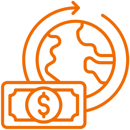 Visual graphic illustrating number (7) of cross border payment and banking related transactions