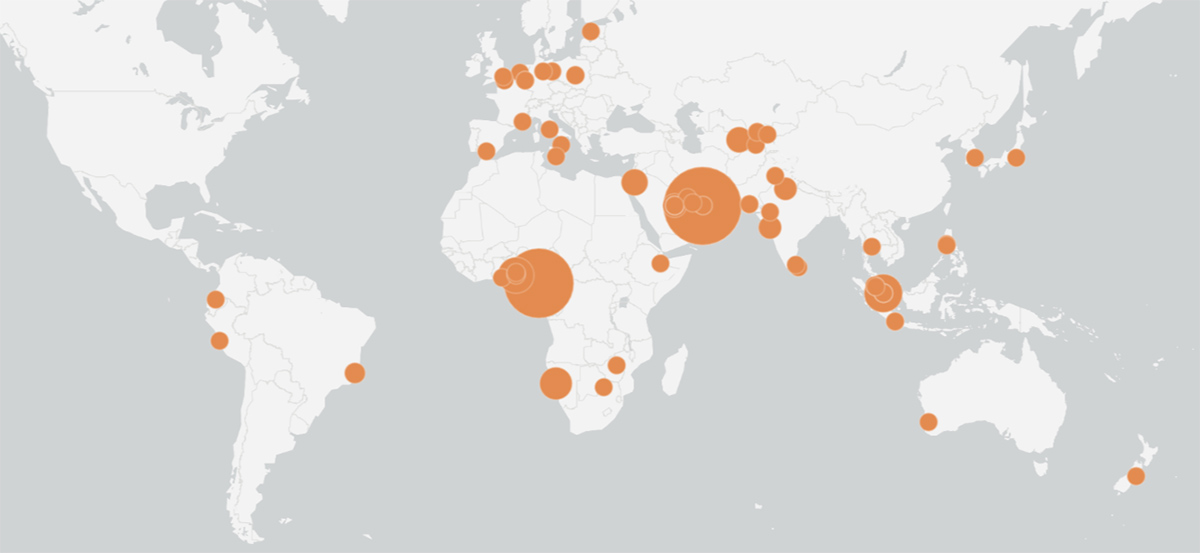 Global map of new BRI projects and investments