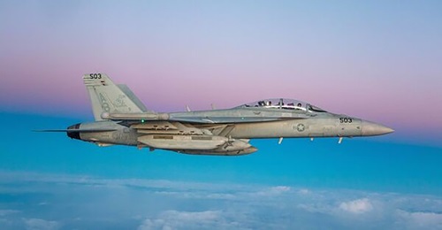 EA-18G Growler flies over the Aegean Sea