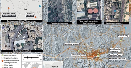 Significant conflict events across Taiz governorate