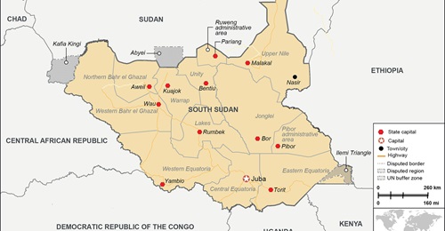 South Sudan political map