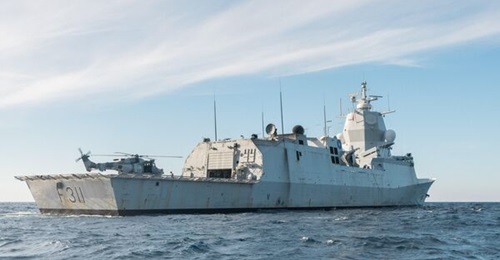 A Wildcat HMA2 helicopter from 815 Naval Air Squadron was embarked on the frigate HNoMS Roald Amundsen for the duration of 2025's CSG25 UK carrier strike group deployment.