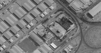A picture dated 9 March 2026 purportedly showing Iran's Qom turbine engine production plant, destroyed by a US strike.