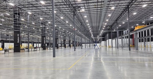 A view of production space in Building 1 of Anduril's Arsenal-1 facility in Ohio. The Fury production line is to the left, with plenty of other space available for other products.