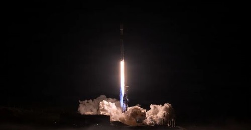A SpaceX Falcon 9 rocket carrying the Transporter-16 ride-share mission launches from Space Launch Complex 4 East (SLC-4E) at Vandenberg Space Force Base, Calif., March 30, 2026.