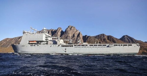 RFA Lyme Bay on exercise in 2025.