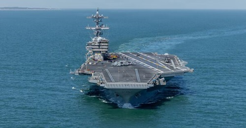 Nimitz-class aircraft carrier USS George HW Bush (CVN 77) departs Naval Station Norfolk for a regularly scheduled deployment on 31 March 2026.