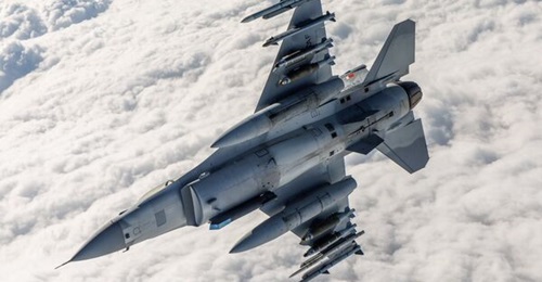 A file photo of a Royal Bahraini Air Force Lockheed Martin F-16 Block 70 Fighting Falcon combat aircraft. One of these recently scored the type's first air-to-air kill, downing two Iranian UAVs.