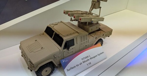 A model of the Norinco Yitian-L SHORAD system, displayed at DIMDEX 2026.
