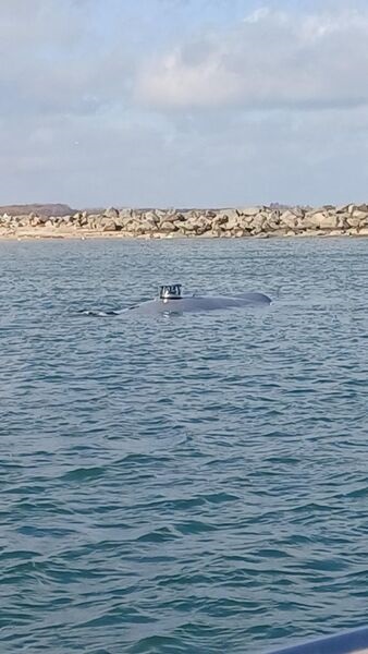 Euroatlas' Foxtrot hyrogen powered AUV at the start of in-water testing off the German coast in April 2026.