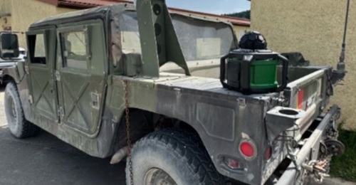 Arcani's passive HARK acoustic sensor mounted on the back of a vehicle.