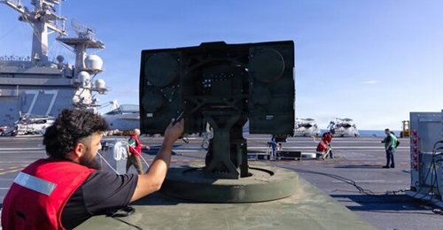 AV containerised its Locust X2 laser weapon system for maritime use during a test on the flight deck of Nimitz-class aircraft carrier USS 
        
         (CVN 77) in October 2025.