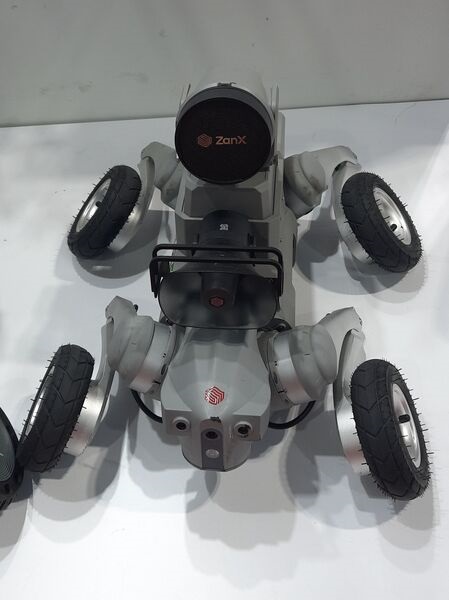 Nexwise's net-capture quadrupedal UGV, shown with its legs folded.