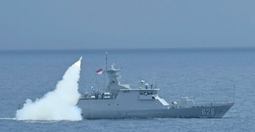 KRI 
        
        , seen here launching the C-705 missile that struck Pulau Gundul in an April 2026 exercise.