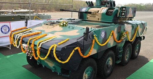 DRDO's wheeled AAP is displayed at the unveiling ceremony held in Ahilyanagar on 25 April.