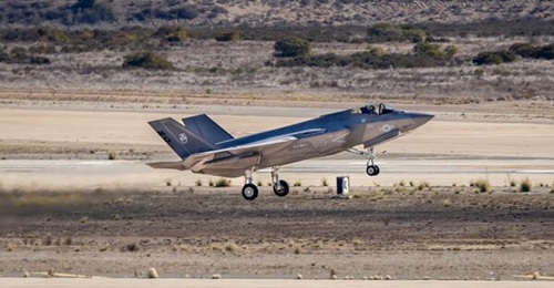 An F-35C Lightning II assigned to Marine Fighter Attack Squadron (VMFA) 314 takes off from MCAS Miramar, California.