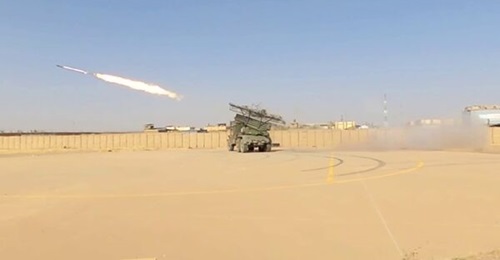 A still from a video released by Russia's African Corps on 26 April 2026 shows a BM-21 MRL firing from a location that could be identified as one of the landing pads at the helicopter area at the former MINUSMA base south of Kidal city.