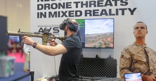 The Varjo/AVS C-UAS simulator showcased at ITEC 26.