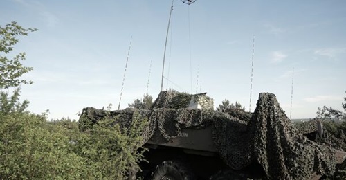 French Army soldiers using Khronos Dronebox to spot approaching targets during military exercise Orion 26 on 27 April 2026.