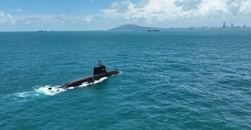 Taiwan's donestically developed submarine seen here at its sea trials.