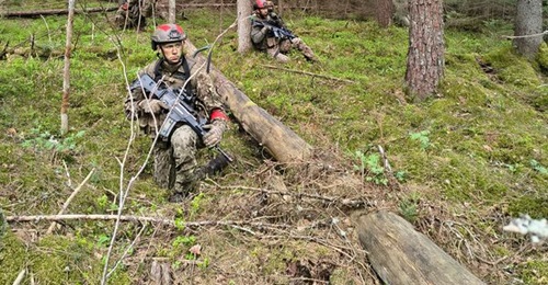 Latvian soldiers seen at Selija training site during exercise Crystal Arrow 2026 where sensors and effectors were integrated on a national level.