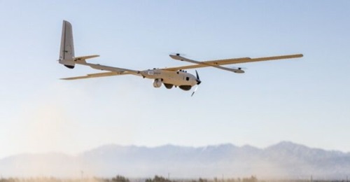 Lockheed Martin's Stalker VXE30 UAV (known as the Eagle in UK service) seen conducting a vertical take-off in Palmdale, California, during a demonstration for the UK MoD.