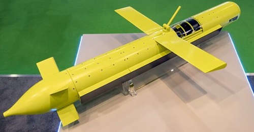 Meteksan's MilSAS sonar, unveiled at the Saha Expo 2026 exhibition in Istanbul.