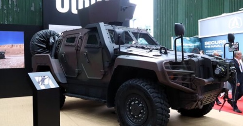The first Romanian-produced Cobra II showcased at Otokar's stand at BSDA 2026.