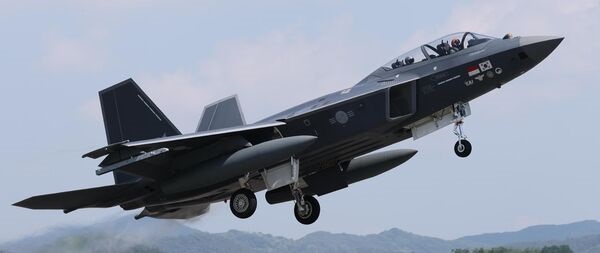 Korea Aerospace Industries' sixth KF-21 prototype takes off from Sacheon on 13 May 2026, to test the air-to-ground performance of its active electronically scanned array (AESA) radar.