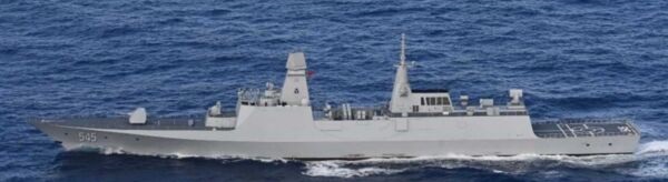 An image of China's lead Type 054B frigate in an apparent transit to the Western Pacific in May 2026, as captured by the JMSDF.