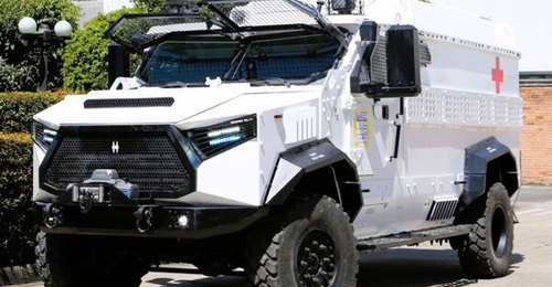 Colombian company Armor International has developed a Hunter-TR12 armoured personnel carrier configured for medical evacuation.