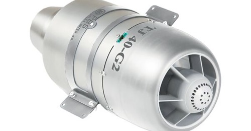 PBS Aerospace's TJ40-G2 turbojet engine, designed for unmanned aircraft, produces about 425 N of thrust and features an integrated generator.