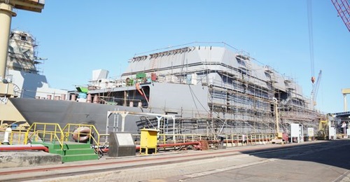 The Philippine Navy's third LPD, seen here under construction at PT PAL in Surabaya.