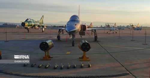 An Iranian F-5 displayed at the 4th Fighter Base in Dezful during an air show in March 2024.