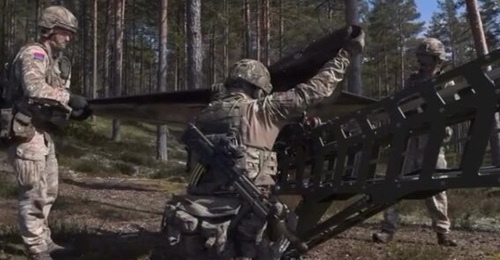 British Army troops seen loading a Nyan OWE onto its launch rail during a demonstration in Estonia in May 2026. Callen-Lenz has said the 'suicide drone' has enjoyed great success on the battlefield with another unnamed customer, believed to be Ukraine.