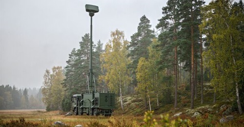 Saab's Giraffe AMB D radar mounted on a vehicle.