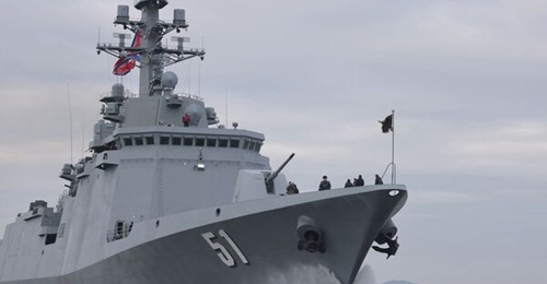 , seen here during sea trials at an undisclosed location in North Korea, months before its commissioning. The vessel was commissioned on 23 June 2026.