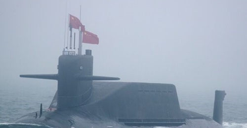 A Type 094 Jin-class nuclear submarine seen here in a naval parade to commemorate the 70th anniversary of the founding of the PLAN.