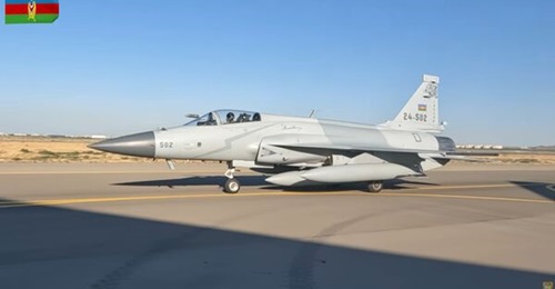 One of the JF-17s at Nasosnaya Air Base.