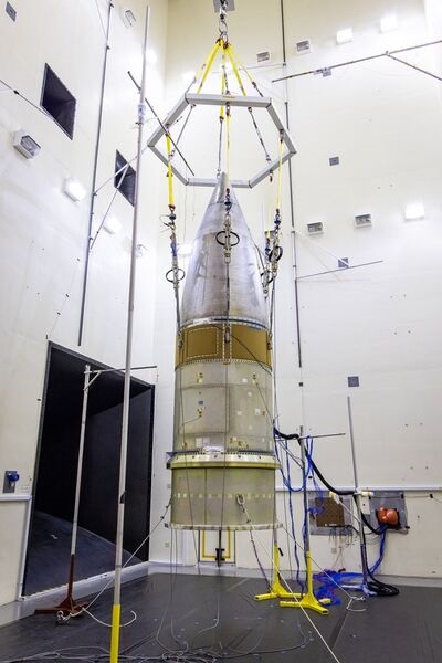 The LGM-35A Sentinel undergoes acoustic testing at the company's Large Acoustic Test Facility in Redondo Beach, California.