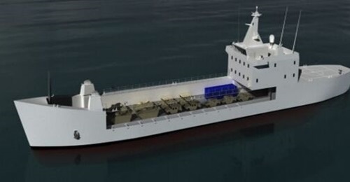 A VCM contract was awarded for the acquisition of the Landing Ship Medium, shown here in an illustration.
