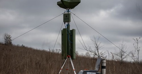 Image of the Kvertus MS Azimuth unmanned aerial vehicle (UAV) detection and direction finding station in Ukraine in March 2024.
