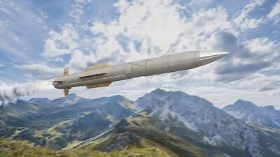 A computer-generated image of Lockheed Martin's PAC-3 ACE interceptor, unveiled at Farnborough 2026.