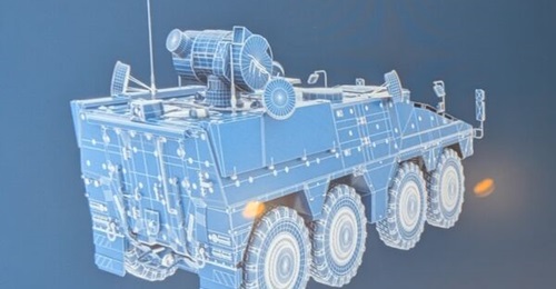 A concept graphic of a possible future use of QinetiQ's Helena laser source, unveiled at Farnborough 2026.