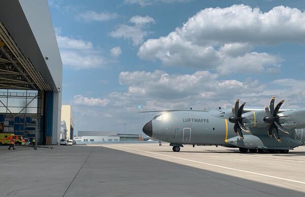A Luftwaffe A400M medevac aircraft arrived at Cologne-Wahn airbase on 26 June with six German troops and a Belgian soldier wounded in Mali the day before. (German MoD)