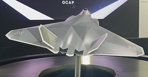 A model of GCAP, displayed at the DSEI Japan 2025 show in Chiba in May.
