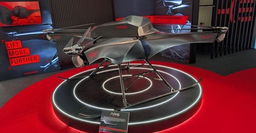 Tekever's AR6 heavy-lift UAV baseline prototype, unveiled at Farnborough 2026.