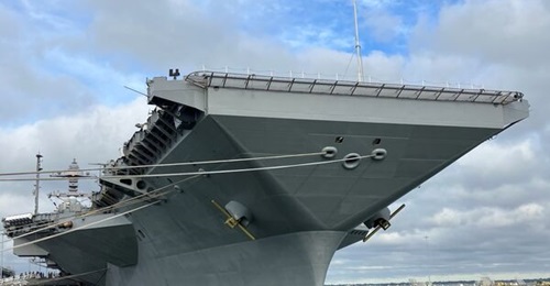 Aircraft carrier USS Gerald R Ford, shown here, will be undergoing simultaneous availabilities for maintenance and fire damage repairs.